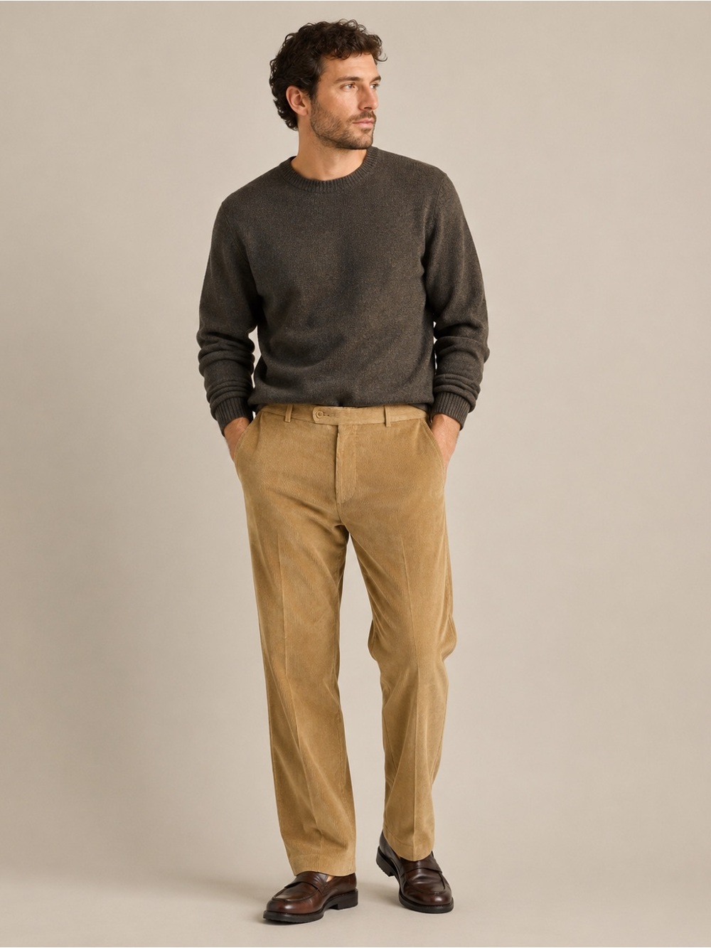 Peter Millar NanoLuxe Corduroy‎ Pants Tan Camel Flat Front Straight 38x32